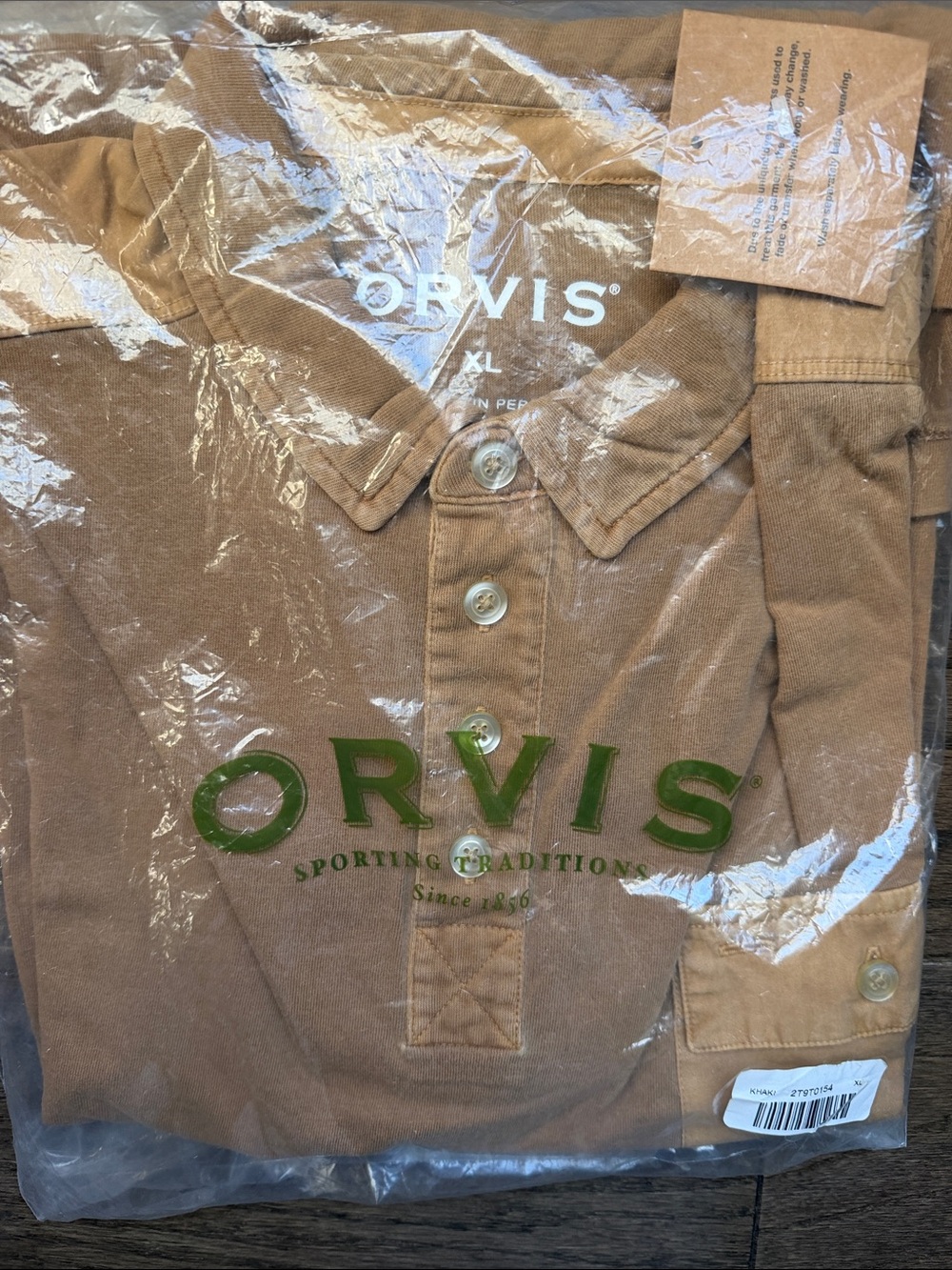 Orvis Men's Tan Button-Front Polo